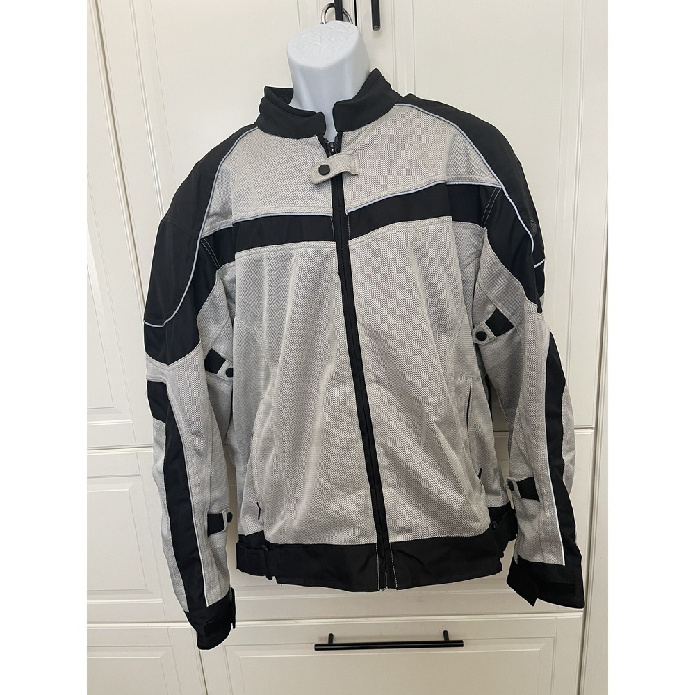 Bilt Racing Men's Black Armored Padded Motorcycle Jacket Polyester Mesh Sz XLG